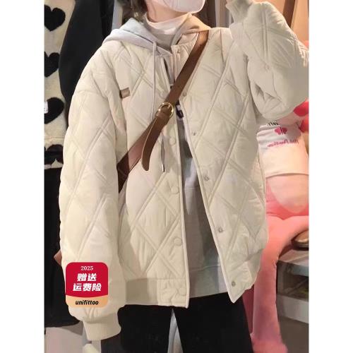 菱格棉服外套女秋冬冬2026新款慵懶風韓系棉衣夾棉加厚棉襖棒球服