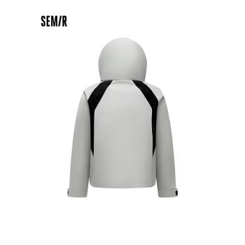 森馬羽絨服女撞色拼接潮酷流行時尚衣服春季三防寬松連帽外套戶外