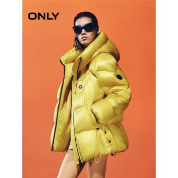 ONLY2024冬季新款90白鴨絨蓄熱里布寬松連帽羽絨服女|124423052
