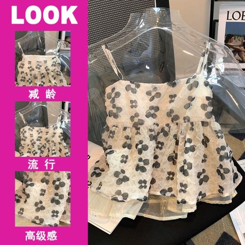 專柜商場撤回國際大牌剪標余單尾單女裝碎花小性感吊帶背心上衣夏