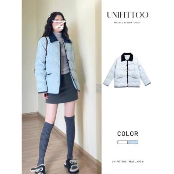 藍色外套棉服女秋冬季2025新款入冬棉襖高階感超好看短款棉衣加厚