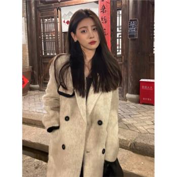羽絨內膽呢子大衣女2024年新款冬高階感毛呢外套韓系小個子中長款