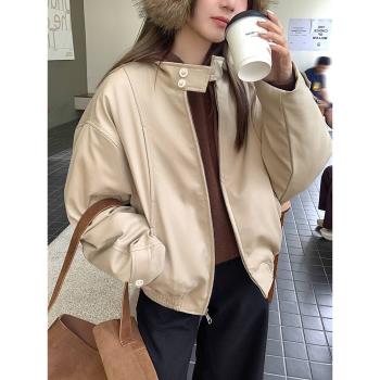 烏77酷颯不臃腫夾棉機車外套女小個子韓版立領加厚保暖夾克上衣冬