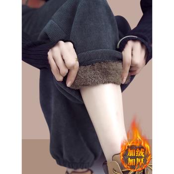 棉褲秋冬新款2025女士休閑褲加絨加厚爆款褲子燈芯絨運動衛褲外穿