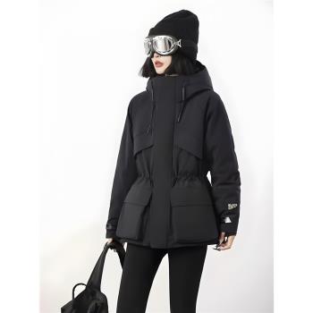 【黑金鵝絨】鵝絨羽絨服楊冪同款派克服冬季收腰羽絨外套沖鋒衣女