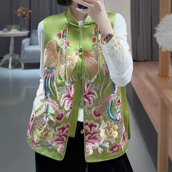 馬甲唐裝中國風秋冬旗袍民族風重工刺繡馬夾復古背心中式上衣女裝