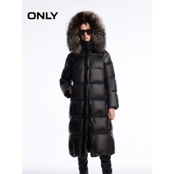 【重磅鵝絨服】ONLY冬季保暖立領連帽長款羽絨服女|123412025
