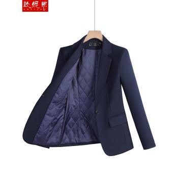 黑色夾棉西裝外套女冬季新款加厚職業正裝套裝酒店前臺工作服西服