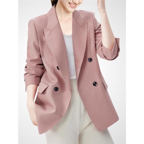 法式通勤粉色西裝外套2026年新款春季設計高級感職業休閑西服女裝