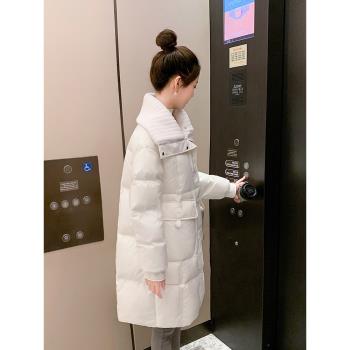 白色羽絨服女中長款2024冬季新款韓版時尚爆款白鴨絨加厚保暖外套