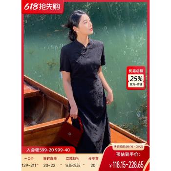 李瀟灑連衣裙短袖國風收腰旗袍