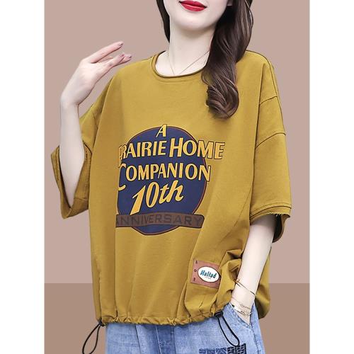 2026夏新款女士純棉短袖t恤上衣胖mm遮肚子藏肉顯瘦大碼女裝半袖