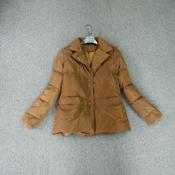 女裝冬季翻領兩粒扣短款羽絨服