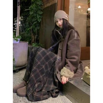 兩面穿皮毛一體羊羔毛外套女冬重工保暖復古皮衣