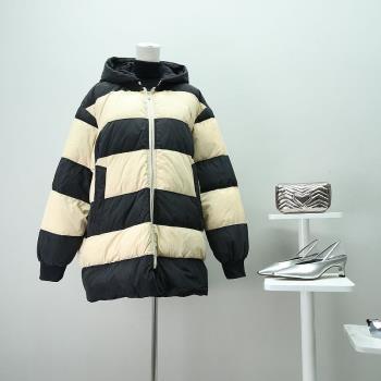 女裝冬季連帽寬松中長款羽絨服