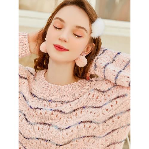 韓系溫柔鏤空針織衫女寬松慵懶風毛衣設計感小眾2025春秋新款上衣