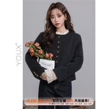 又巷【半島玫瑰】羊絨外套2025年冬季新款高階感雙面呢羊毛上衣女