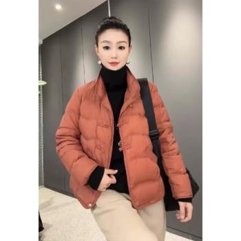 新中式國風盤扣羽絨棉服女裝2024冬季新款小個子加棉加厚氣質外套