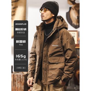 (免運)美式復古高充絨冬季羽絨服男2024新款潮牌禦寒保暖機能風工裝外套