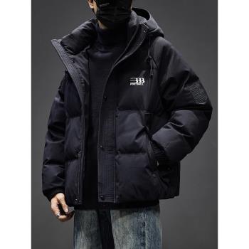 (免運)童先森短款羽絨服男款冬季白鴨絨加厚保暖麵包服男士寬松連帽外套