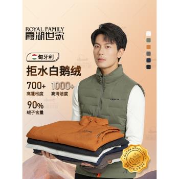 (免運)【飛天鵝絨】霞湖世家90%絨子羽絨馬甲男拒水白鵝絨輕盈背心115A