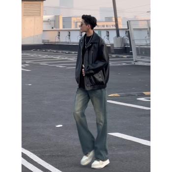 (免運)痞帥皮衣外套男潮高階感春夏款機車服美式復古棒球服棉衣pu皮夾克