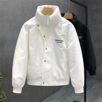(免運)白色棉衣外套男生潮牌冬天保暖棉服2024冬季新款男士精神小夥上衣