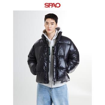 (免運)SPAO韓國同款2024年冬季新款男女同款立領保暖棉服外套SPJPE4TC11