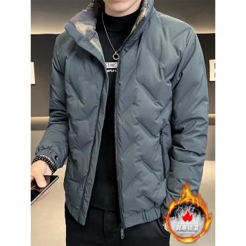(免運)輕薄羽絨服男士秋冬季潮牌立領加絨加厚cityboy短款防寒棉服外套