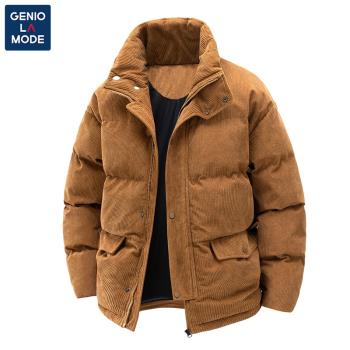 (免運)Genio Lamode棉服男冬季新款大碼男士立領咖色保暖棉衣燈芯絨外套