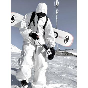 (免運)白色滑雪褲男外穿冬季加絨加厚沖鋒褲戶外防風褲子防寒保暖工裝褲