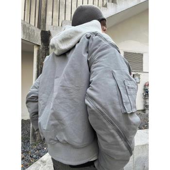 (免運)美式復古短款哈靈頓外套男春秋小眾設計高街工裝棒球服飛行員夾克