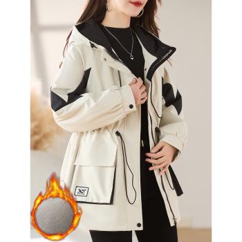 (免運)派克服女加絨加厚2024年新款冬季爆款寬松棉服棉襖沖鋒衣女士外套