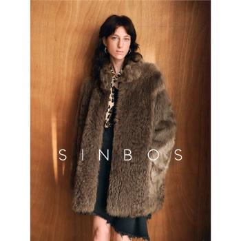 (免運)SINBOS清冬 進口托斯卡納皮毛一體女冬季新款羊捲毛中長皮草外套