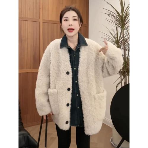 (免運)冬季穿搭羊羔絨毛呢外套女2025新款中長款加厚保暖高級感開衫上衣