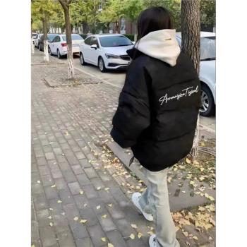 (免運)美式防寒小個子黑色羽絨棉服女冬季2024年新款初中生加厚棉衣外套