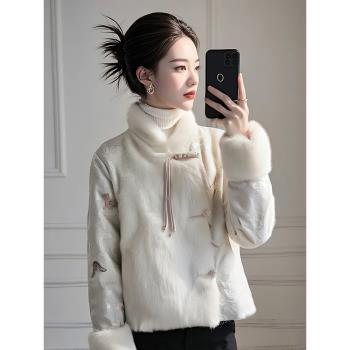 (免運)白色立領盤扣外套超好看洋氣獨特別致設計感棉服女2024年新款冬季