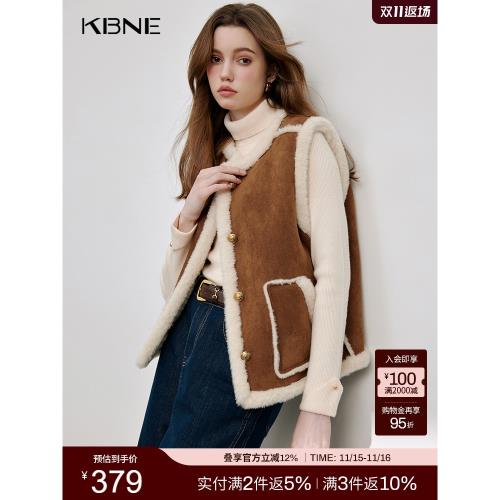 (免運)KBNE雙面雙穿仿皮毛一體馬甲背心麂皮絨短外女上衣秋冬新款仿皮草
