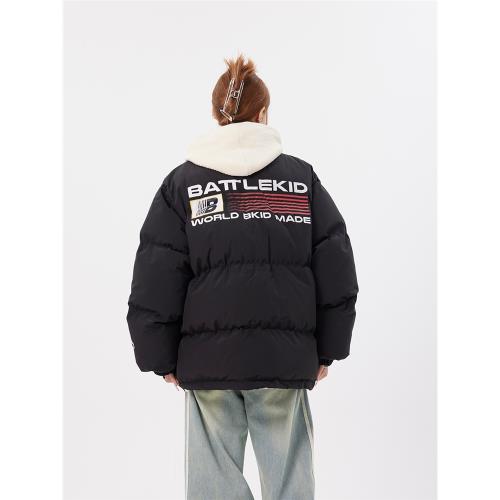 (免運)姝姬美式旗幟復古字母加厚面包服棉服男女冬季寬松情侶棉衣外套