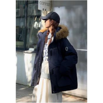 (免運)爆款羽絨棉服女款2024年新款韓系毛領工裝派克服棉襖冬季棉衣外套