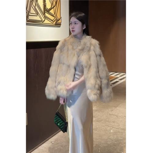 (免運)設計感環保狐貍毛皮草外套女冬2024加厚韓版氣質洋氣小個子毛毛女