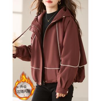 (免運)派克服女加絨加厚2024年新款冬季爆款寬松小個子短款女士棉服外套