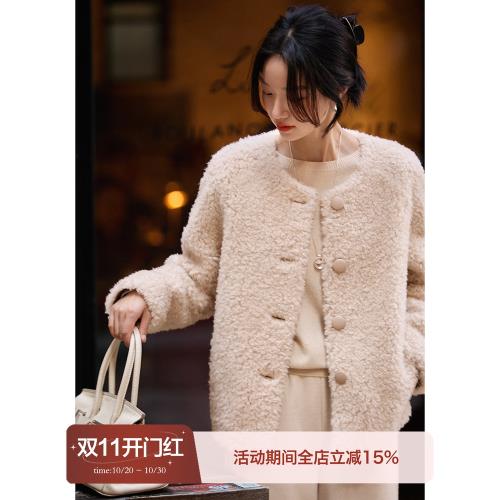 (免運)の笑涵閣冬季新品保暖羊毛顆粒絨面料大衣外套 DYT765772VG