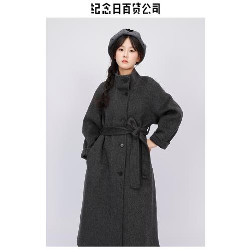 (免運)高端立領收腰雙面羊絨大衣女韓版毛呢灰色呢子氣質羊毛外套中長款