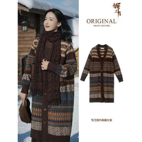 (免運)冬季復古寬松加厚長款羊毛外套中老年女裝冬裝媽媽氣質高端大衣女