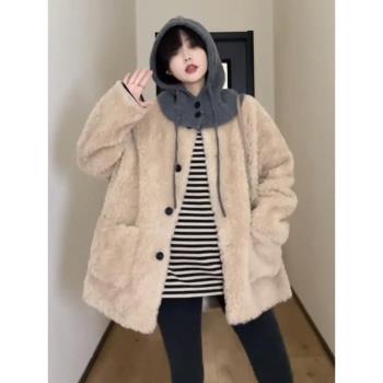 (免運)深秋初冬穿搭毛呢外套女2025新款爆款秋冬高階感超好看羊羔絨大衣