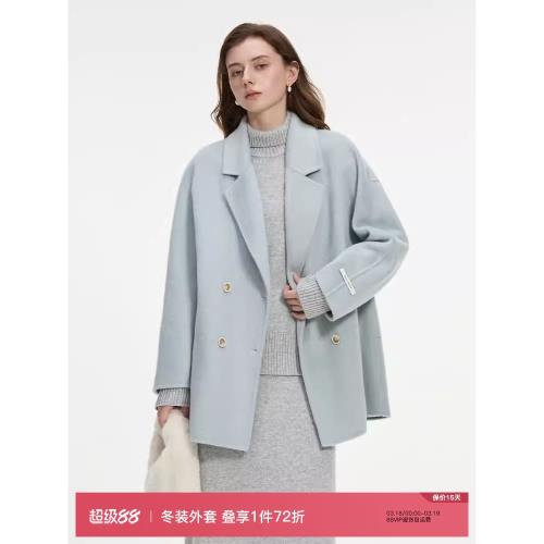 (免運)范思藍恩小個子氣質通勤短款羊毛呢大衣女冬季24新款毛呢外套4259