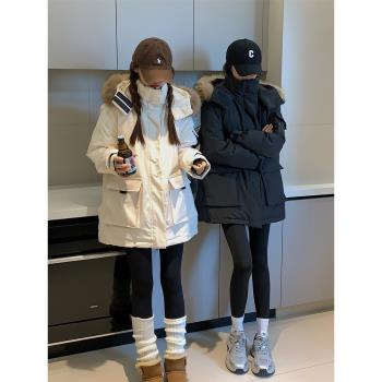 (免運)中款棉服女2024年冬季新款中長款寬松情侶派克服工裝加厚棉襖外套