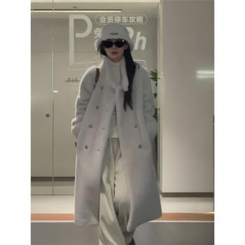 (免運)加厚皮毛一體大衣環保水貂絨中長款毛毛外套女超好看2024冬季新款