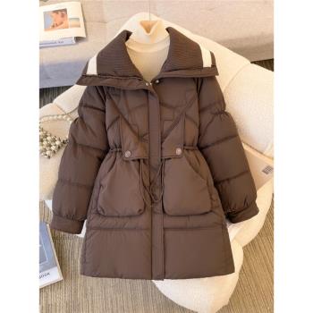 (免運)中長款羽絨棉服大衣女冬季2025大碼胖mm加厚抽繩收腰棉衣棉襖外套